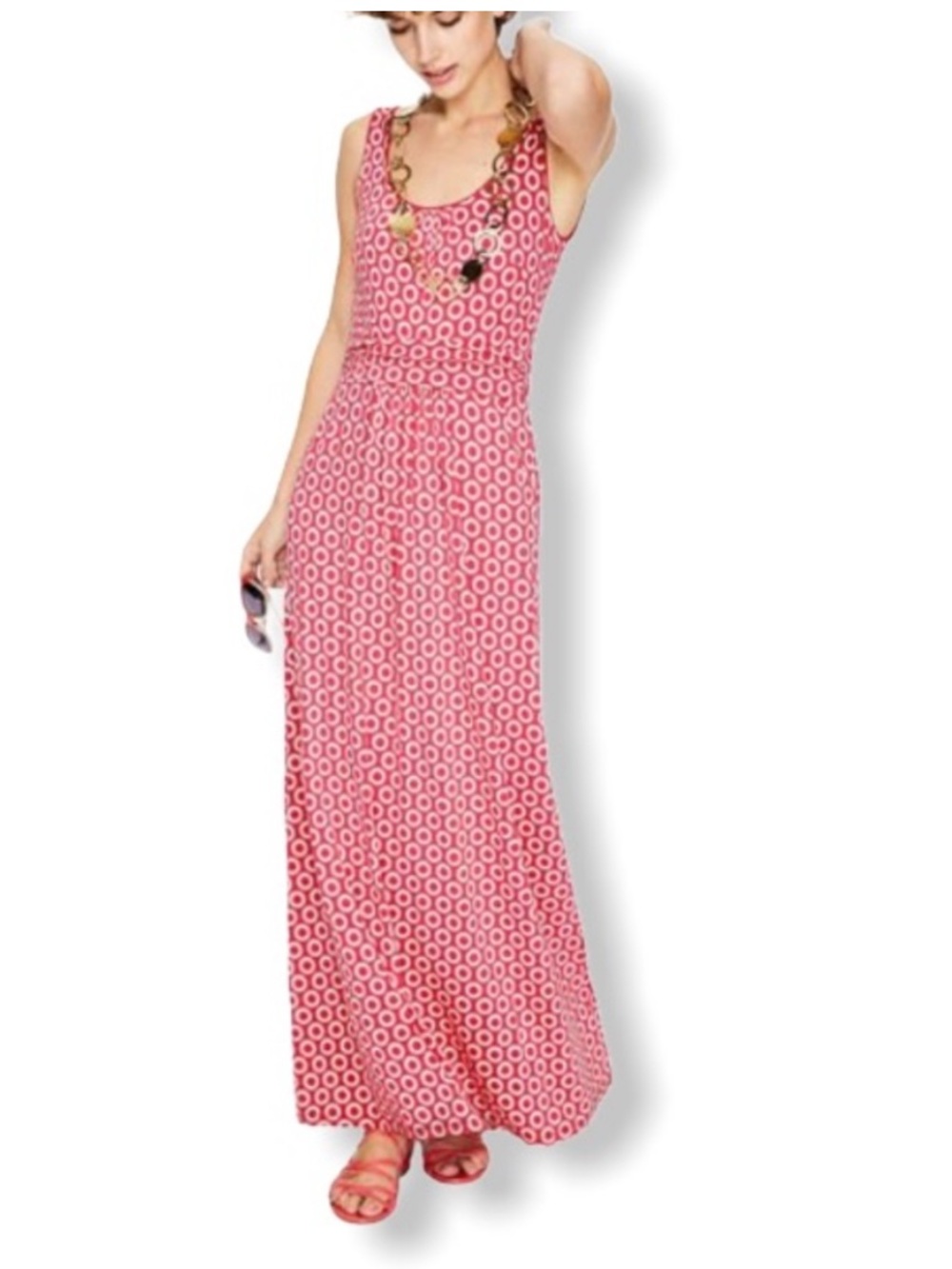 Boden Diana Jersey Maxi Dress Coral Floral preppy spring size  10P